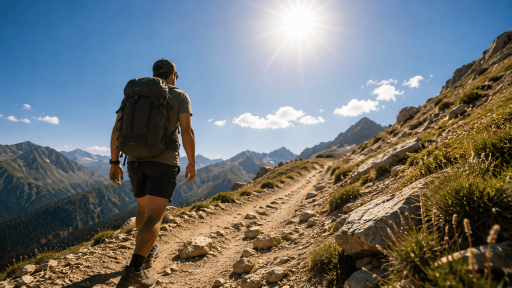 Senderismo con mucho calor durante una ruta de montaña